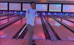 It was Julius's first time bowling and he got a spare! Great way to end the game