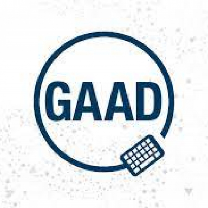Global Accessibility Awareness Day logo blue circle with GAAD in the middle. a keyboard is pictured as part of the circle