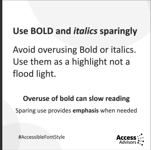 Tile - Use bold and italics sparingly, avoid overusing bold or italics, use them as a high;ight not a floodlight