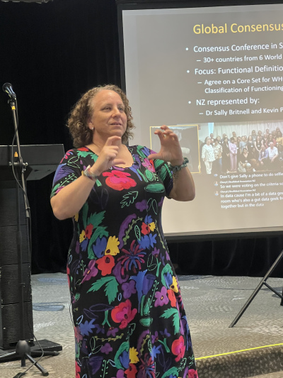 Dr Sally Britnell presenting her research at the Deafblind conference