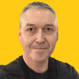 Alan Cox profile picture with a yellow background