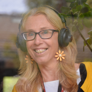 Kathy giving support on a headset phone