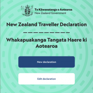 Screenshot of the New Zealand Traveller Declaration form