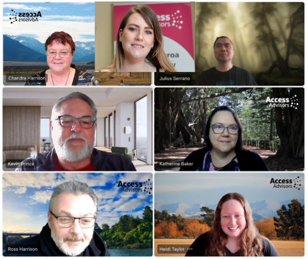 Screen shot of all the amazing smiling faces of the Access Advisors team on a daily stand-up call