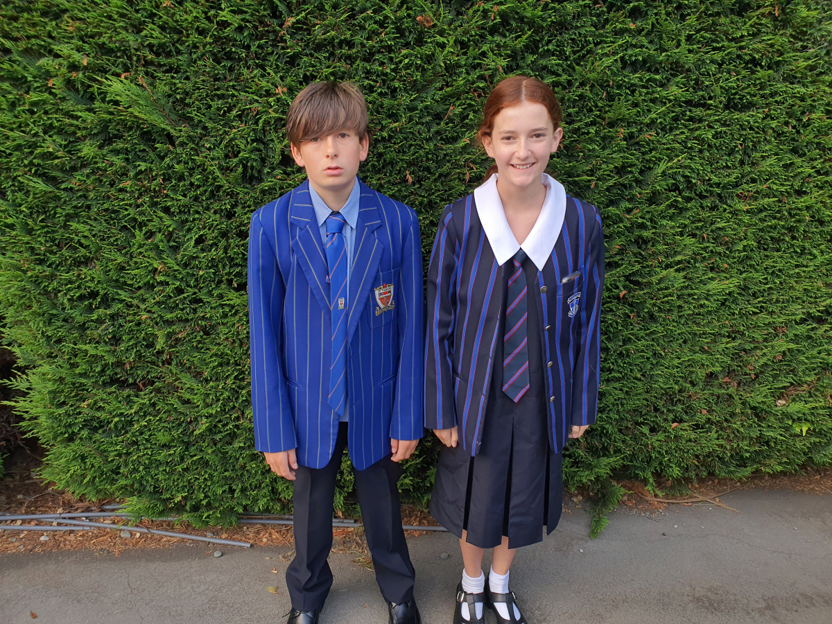 Chandra's children, Lewis and Lexi, in their school uniforms ready for another year. 