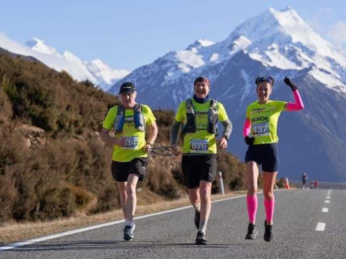 Paul Barclay and his guides training for the New York Marathon